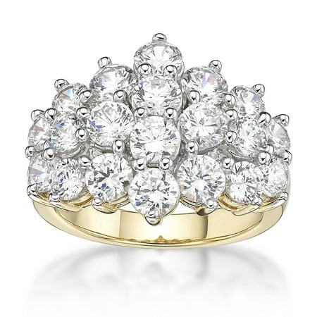 Jay Heart Designs 925 Sterling Silver with 14K Yellow Gold Plating Simulated White Diamond Cocktail Ring
