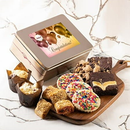 Dulcet Gift Basket Congratulation Fresh Baked Cookie & Brownie Gift Tin- for Congratulations