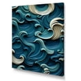 thumbnail image 2 of Designart "Impressions of Blue and White Wave Tiles II" Abstract Canvas Wall Art - Modern White Abstract Modern Waves Entryway Wall Art, 2 of 6