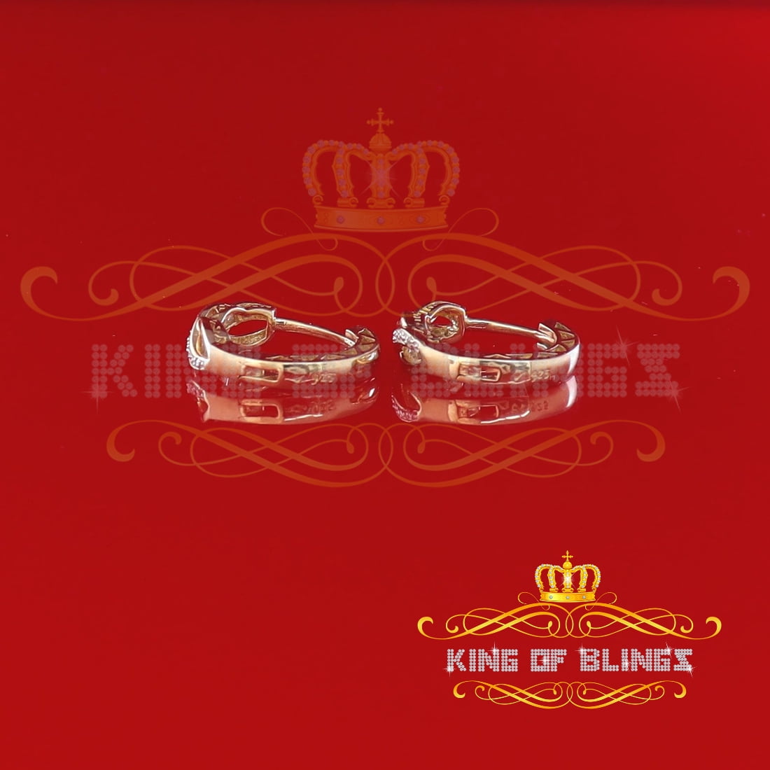 King of Bling's 0.10ct Diamond 925 Sterling Silver Yellow Hoop Hola Stud Earring For Men / Women