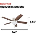 thumbnail image 2 of Honeywell Glen Alden 52" Nickel Low Profile Ceiling Fan with 5 Blades, Bowl Light Kit, Pull Chains & Reverse Airflow, 2 of 12
