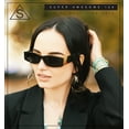 thumbnail image 2 of Womens Metal Pyramid Jewel Hinge Narrow Rectangle Retro Chic Plastic Sunglasses Beige - Brown, 2 of 6
