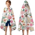thumbnail image 3 of Pugs and Pioneer Flower Hooded Bath Towel，50"x30" for Ages 3 To 12 Kids, Quick Dry Lightweight Soft Microfiber Hood Beach Towel Cover Up for Kids, 3 of 7