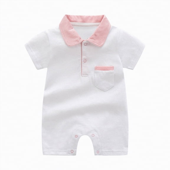 Ccpelsie Baby Girl Baby Boy Summer Outfit Newborn Romper Short Sleeve Jumpsuit Cute Infant Clothing(White,0-3 Months)