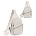 thumbnail image 4 of Djiypn Small Sling Bag for Women Men, Small Backpack Chest Daypack,PU Leather Crossbody Bag for Travel Outdoor Hiking, White, 4 of 7