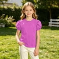 thumbnail image 7 of Teylalorva T-Shirt for Girls, Puff Short Sleeve Crewneck Summer Trendy Kids Cute Casual Tee Purple Size 8, 7 of 7