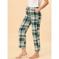 thumbnail image 4 of Pantalones A Cuadros Para Mujer, Ropa De Dormir Con Bolsillos, Cordón De Pierna Ancha, Pantalones De Salón Palazzo Verde S, 4 of 6