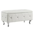 thumbnail image 1 of Banc de Rangement en Bois Dur Touffeté Blanc, 1 of 2