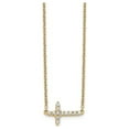 thumbnail image 2 of 1/7 Carat (Ctw) Lab-Grown Diamond Sideways Cross Pendant Necklace in 14K Yellow Gold with Chain for Women, 2 of 5