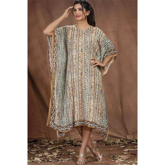 Viscose Chinon Batik Long Kaftan