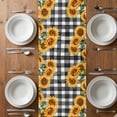 thumbnail image 4 of Table Runner 72 Inches Long for Kitchen Dining, Sunflowers Dresser Scarf Farmhouse, Dining Table Decorations for Wedding/Parties, Farmhouse Summer Floral Black White Plaid 13 x 72 In, 4 of 8