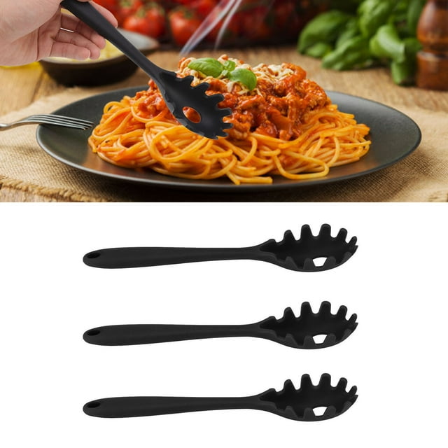 Cuchara de fideos cuchara de pasta 3 piezas Cuchara de espagueti de silicona Todo en 1 Cuchara de fideos de espagueti de silicona resistente al calor de grado alimenticio Cuchara ANGGREK Otros