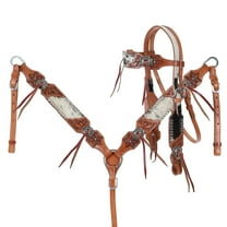 Showman Leather Lily Browband Headstall & Breast Collar Set