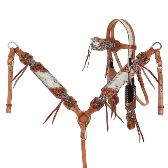 Showman Leather Lily Browband Headstall & Breast Collar Set