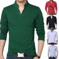 thumbnail image 2 of Am Color sólido de los hombres más el tamaño de cuello de pie cuello V manga larga camiseta Slim Fit Toppangjing, 2 of 4