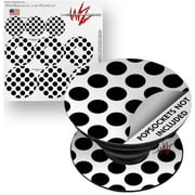 Decal Style Vinyl Skin Wrap 3 Pack for PopSockets Kearas Polka Dots White And Black (POPSOCKET NOT INCLUDED) by WraptorSkinz