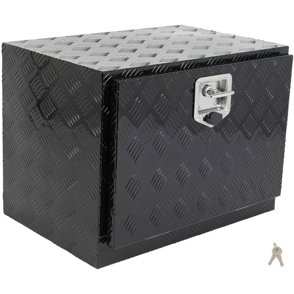 CCIYU 24 Inch Aluminum Truck Bed Toolboxes, Heavy Duty Truck Tool Box with Lock Keys, Storage Tool Box Chest Box Organizer for Pickup, RV, Truck Bed, Trailer, 24"x 17"x18", Black