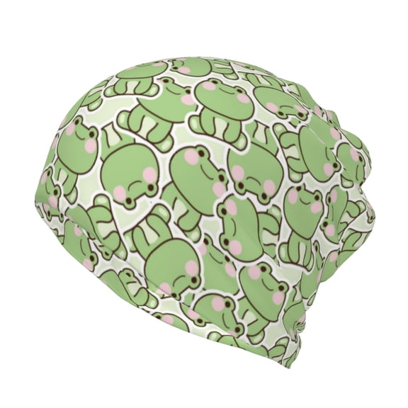 Honeii Cute Frog Print Winter Beanie Daily Hat - Thermal Polar Fleece Ski Running Hat Skull Cap for Men and Women,Beanie