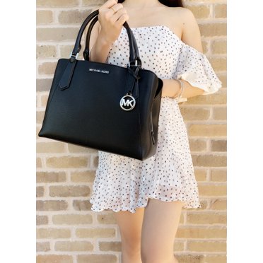 Michael Kors Kimberly Large East West Satchel Black Pebbled Leather