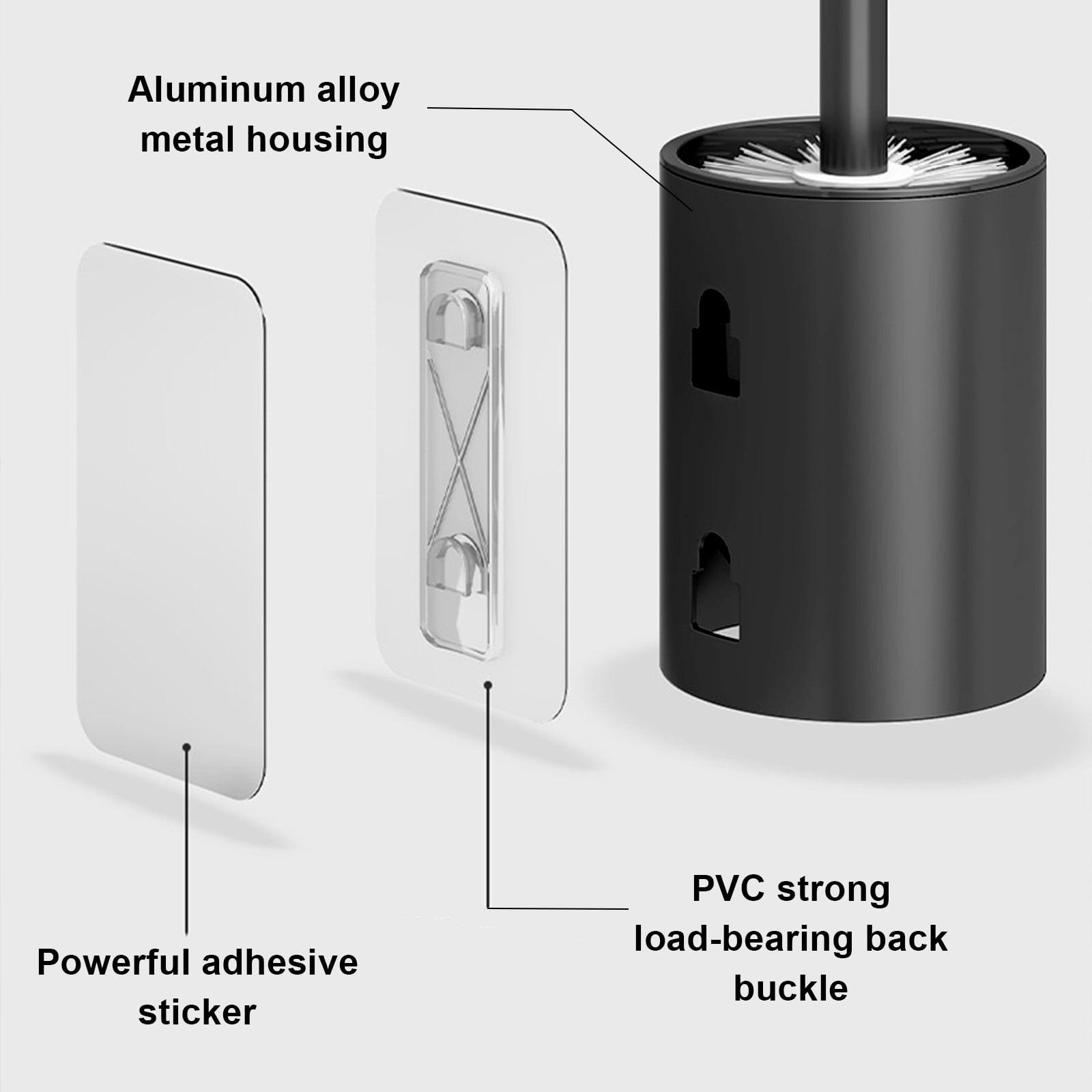 JilgTeok 3 Packs Toilet Brush and Holder Set with Stainless Steel Heavy Duty Base Modern Compact Toilet Cleaner Brush with Long Handle Bristles for Bathroom Toilet Deep Cleaning