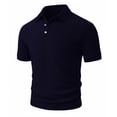 thumbnail image 4 of IWRICH Men's Corduroy Short Sleeve Polo Shirts Button up Solid Color T Shirts Summer Casual Stylish Textured Tops with Pocket Navy XL, 4 of 8