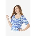 thumbnail image 4 of Roaman's Women's Plus Size 2-Piece Printed Henley Top And Capri Set, 4 of 5
