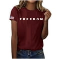 thumbnail image 4 of Women's Freedom Print Casual T-Shirt, Comfortable and Breathable Shirt for Famale, Red Dark, S, 4 of 4