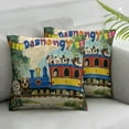 thumbnail image 3 of Cartoon Emoji Decorative Throw Pillow Case, Happy Lion Monkey Pig Panda Funny Faces on Train Choo Choo Art, Cushion Cover for Couch Living Room Car , Cobalt Blue Lime Green, 3 of 7
