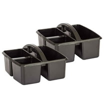Teacher Created Resources Plastic Storage Caddy, 9" L x 9-1/4" W x 5-1/4" H, Black, Pack of 2