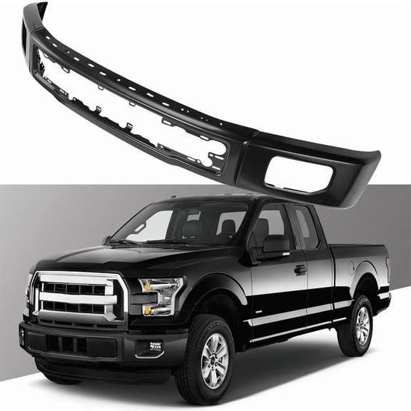 Front Bumper For 2015-2017 Ford F150 F-150 W/ Fog Hole Steel NEW Black