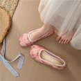thumbnail image 2 of Dress Shoes for Women Round Closed Toe Flats Shoes Floral Lace Ballet Flats Dressy Comfortable Foldable Flats Low Heel Slip on Shoes Pink, 2 of 8