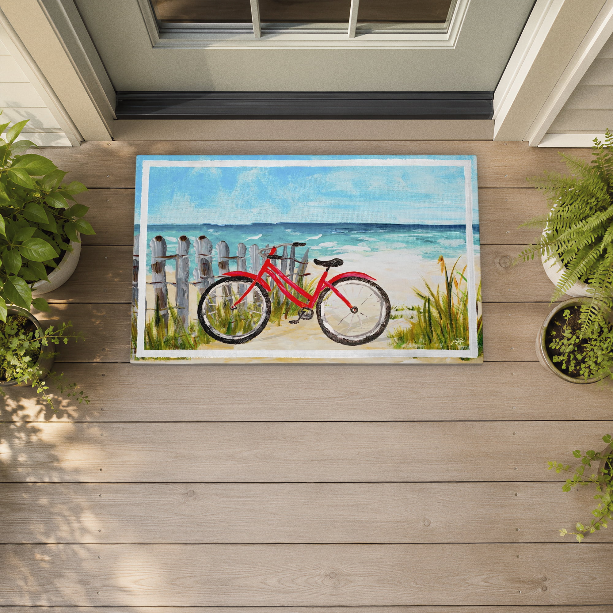 Stupell Industries Coastal Rides on Bicycle Printed Outdoor Door Floor Mat, design by Julie DeRice
