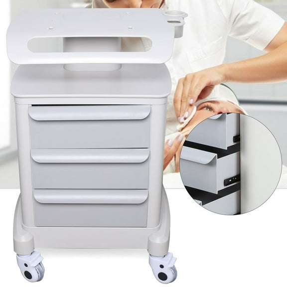 CNCEST 3 Layer Salon Trolley Cart  in Home  Perfect High Quality Trolley Stand Cart Assembled For Beauty Machines Beauty Shop Barbershop Load Bearing 30kg White