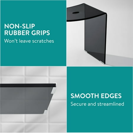 Navaris Black Acrylic Shower Bench - Waterproof Stool for Bathroom or Vanity 17.1 x 14.6 x 11 - Modern Glam Transparent Seat - Holds up to 220 lbs