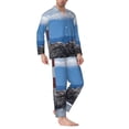 thumbnail image 2 of Hirioo Lighthouse On The Waters for Men's Pajama Sets 2 Piece Pjs Men's Long-Sleeved Pajama Set Button Down Sleepwear,S-XXL-Large, 2 of 7