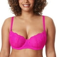 thumbnail image 2 of DELIMIRA Women's Balconette Lace Bra Plus Size Sexy See Through Unlined Underwire Bras, 2 of 5