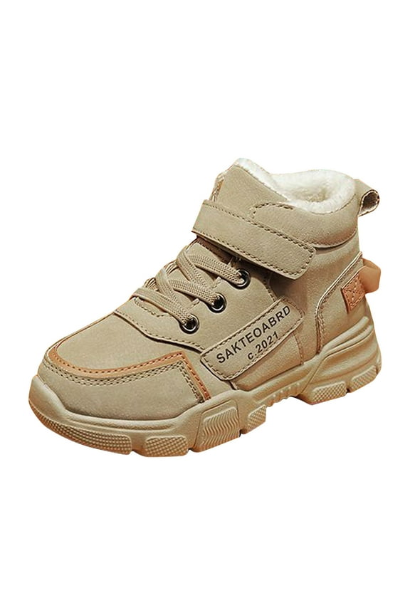 Kids High Top Basketball Sneakers  Toddler/Little Kid Fashion Boots, Comfortable Athletic Walking Shoes for Boys and Girls Beige 4-4.5 Years
