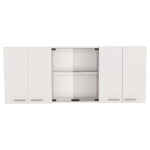 FM FURNITURE Yuma Wall Cabinet with Four Doors White Engineered Wood