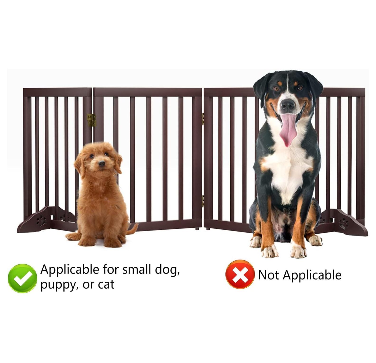 Pet Gates for Dogs, Freestanding Dog Gate with 2pcs Support Feet, Puppy Dog Gates for The House, Dog Fences Indoor, Espresso