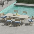 thumbnail image 4 of Pellebant Outdoor Patio Swivel Chairs Set of 2, Aluminum Frame with Wood Grain Finish, 360° Swivel Outdoor Dining Chairs with Sunbrella Cushion, Weather-Resistant for Patio and Garden (Blue), 4 of 8