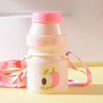 thumbnail image 1 of Botella de agua de plástico con forma de Yakult de 480 ml, linda botella mezcladora de cartón de leche Kawaii (melocotón) JAMW Sencillez, 1 of 5