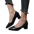 thumbnail image 3 of HSMQHJWE Low Heel Pump Shoes Women's Closed Toe Dressy Pump Formal Block Heeld Shoes for Party Wedding Leather Black 8, 3 of 6