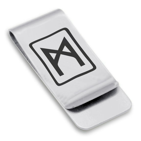 Stainless Steel Elder Futhark Mannaz Rune Classic Slim Money Clip Credit Card Holder
