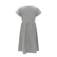 thumbnail image 5 of Wycnly Formal Dresses for Women Casual Pocket Loose Smocked Swing Tunic Tshirt Knee-Length Dress Round Neck Short Sleeve Solid Summer Midi Dresses Gray L Clothes, 5 of 5