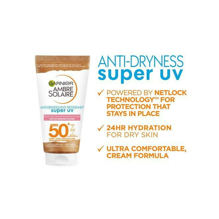 SPF50+ ml UV Solaire Protection Cream Garnier Ambre Super Anti-Dryness 50