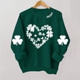 thumbnail image 2 of Maqroz Women's St Patricks Day Sweatshirt White Clover Heart Graphic Pullover Dark Green Crewneck Top for Sweet Irish Celebration Green,XS, 2 of 4