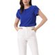 thumbnail image 1 of Blusa Casual INSPIRE CHIC para Mujeres con Manga de Pétalo y Cuello Redondo con Pliegues Azul Real L, 1 of 5