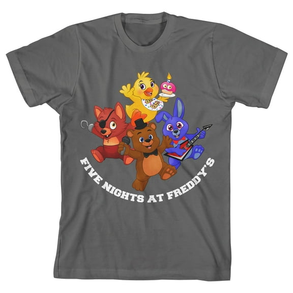 Five Nights at Freddy's Freddy and Friends Youth Dark Heather Graphic Tee-Medium