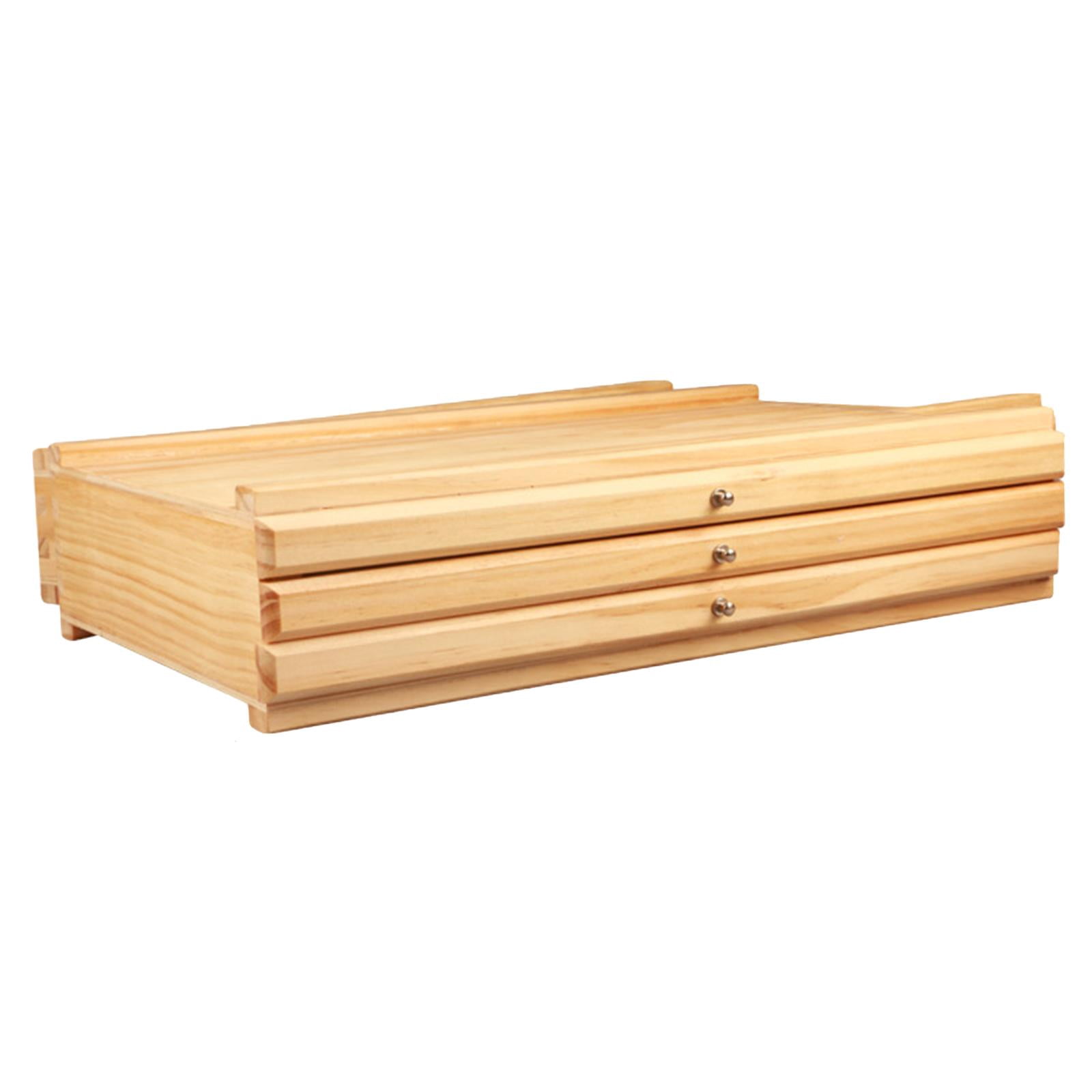 Tachiuwa Artist Supply Storage Box Wood Art Supplies Organizer with Drawer and Compartments for Watercolor Pens Markers Painting Tools 3 Drawer