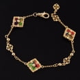 thumbnail image 1 of Pulsera de oro de 18 quilates con trébol de cuatro hojas y tres flores, joyería vintage para niñas, 1 of 6